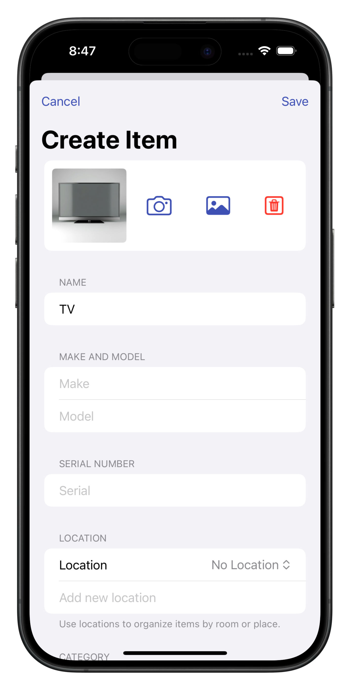 Create Item Details